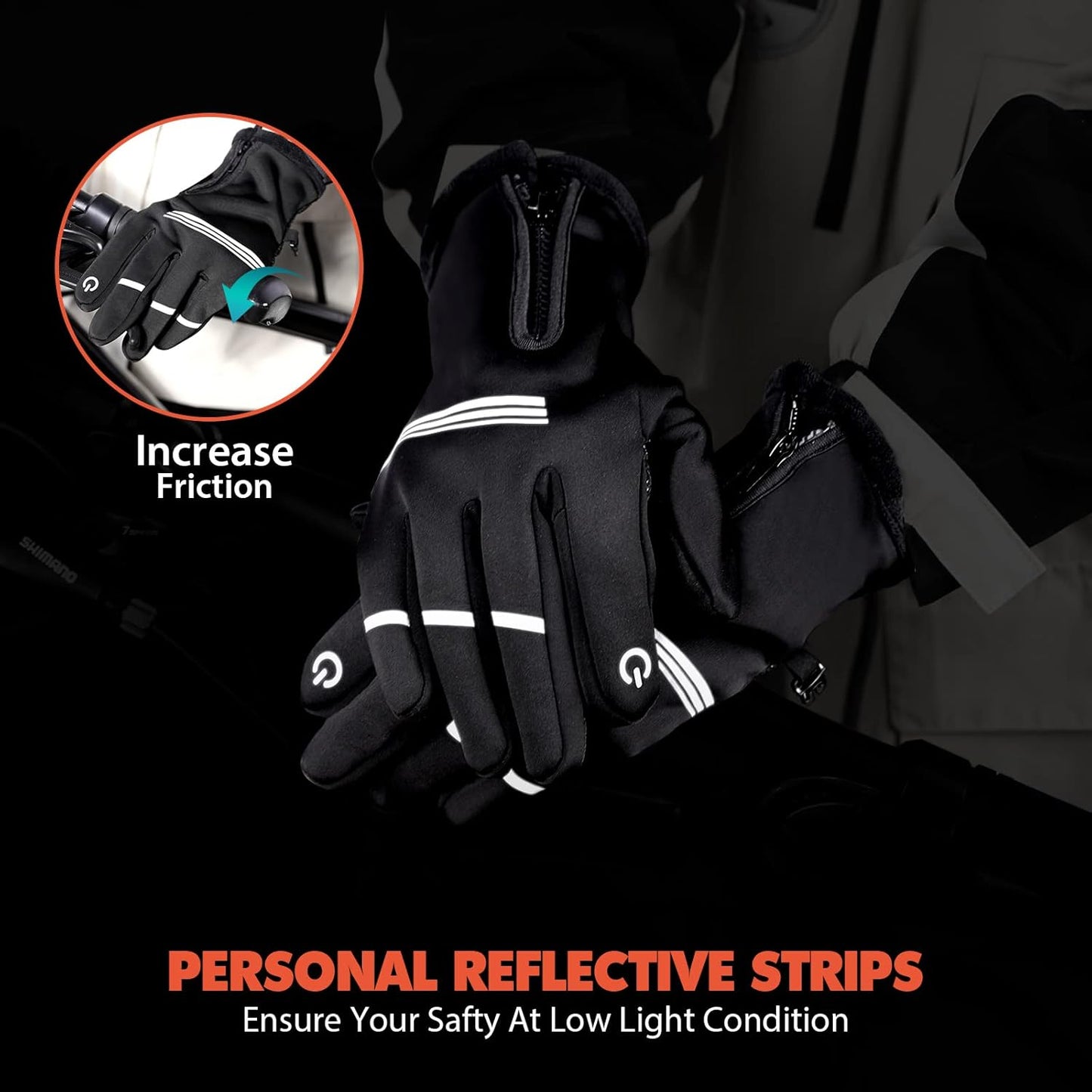 Winter Cycling Gloves for Men and Women - Thermal Full Finger Bike Gloves - Touch Screen Windproof Warm Non-Slip Road Mountain Bicycle Gloves for Running,Driving,Hiking,And Skiing