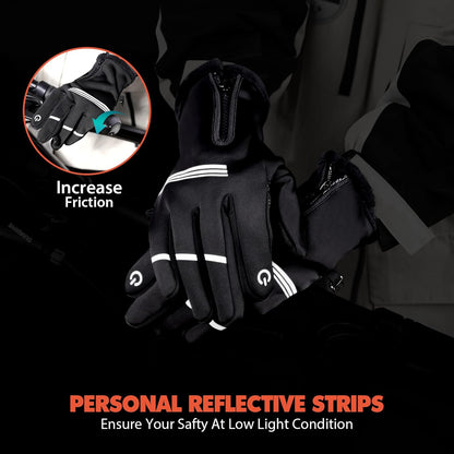 Winter Cycling Gloves for Men and Women - Thermal Full Finger Bike Gloves - Touch Screen Windproof Warm Non-Slip Road Mountain Bicycle Gloves for Running,Driving,Hiking,And Skiing