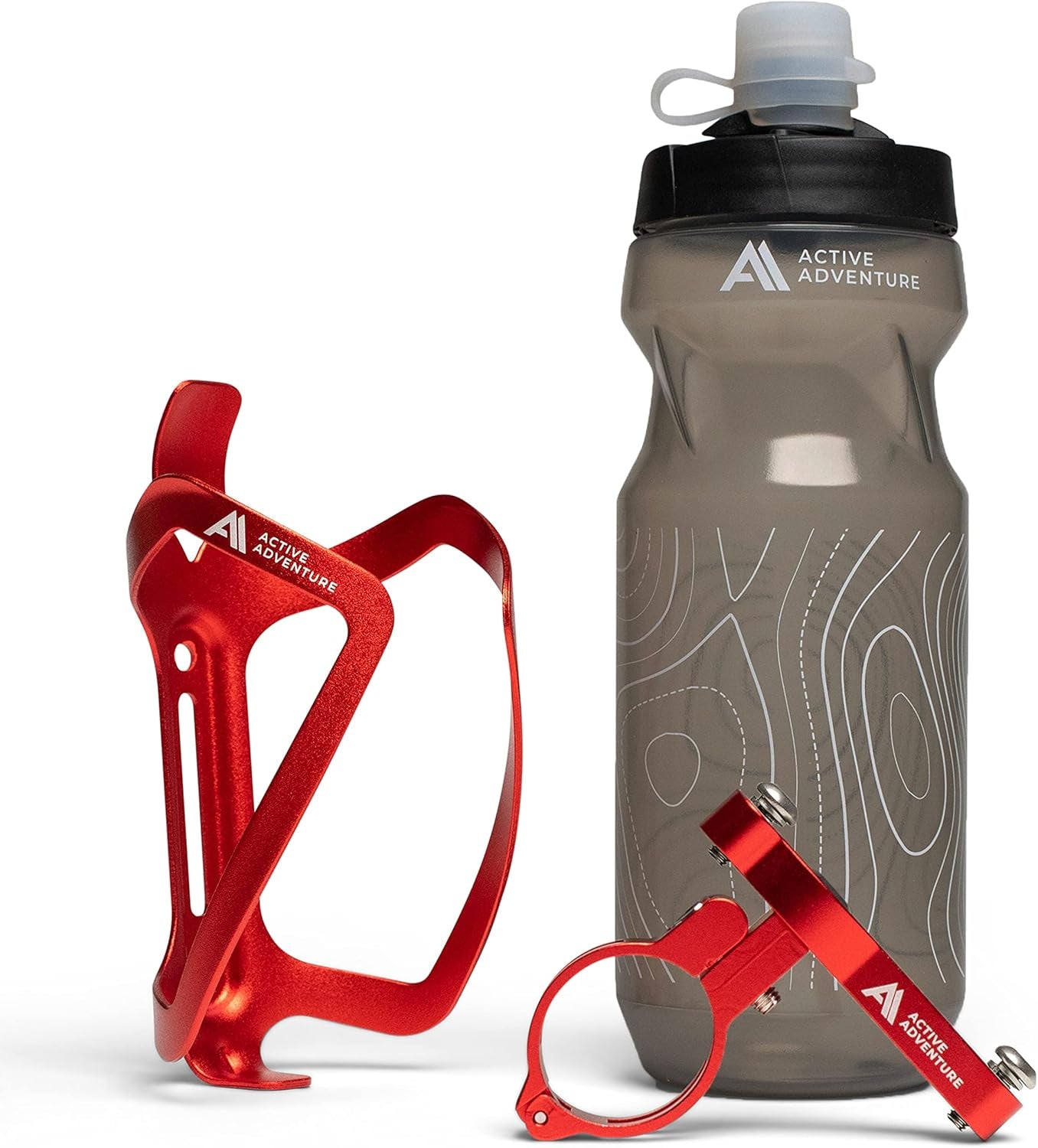 Bike Water Bottle Holder with Bottle Combo Mount Cage Rack No Screws Mountain Bicycle Accessories, for Sport Outdoor Cycling, MTB Road, Universal Cup Holder, Durable Alloy Kids, Adults (Black)