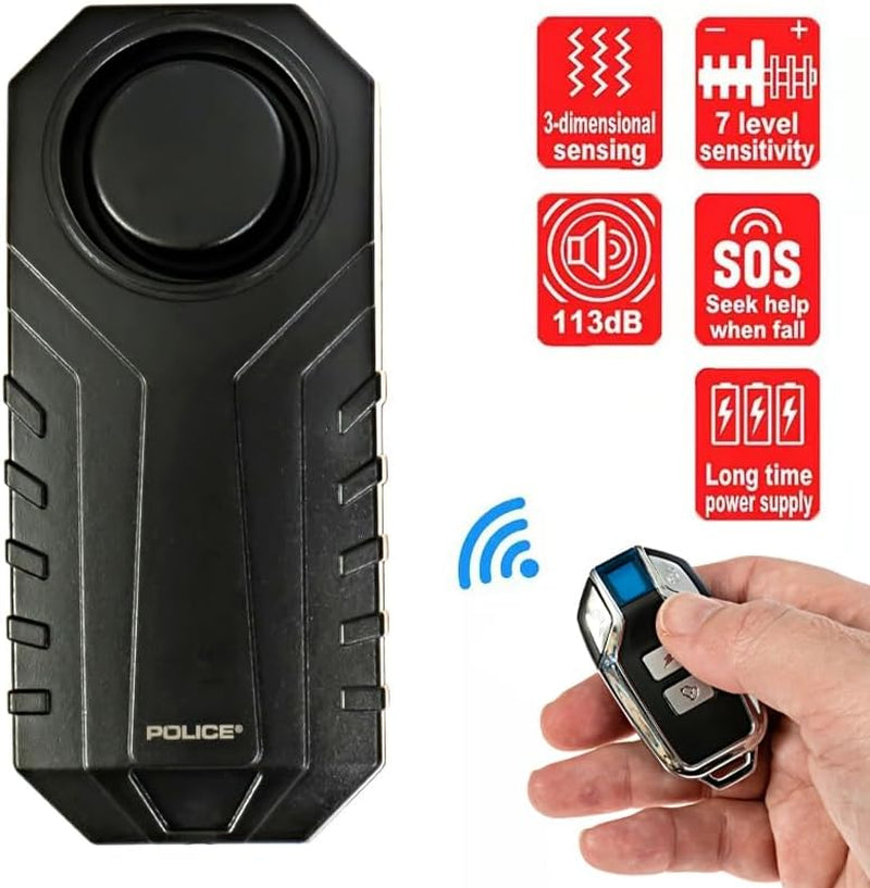 Bike Alarm with Remote 113Db Loud Scooter Alarm System, anti Theft Motorcycle Alarm, Wireless Vibration Motion Sensor Waterproof Security System for Electric Bike Tricycle Mobility Scooter