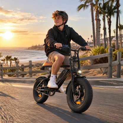 Cycrown Run Mini electric bike in blue, compact moped-style design