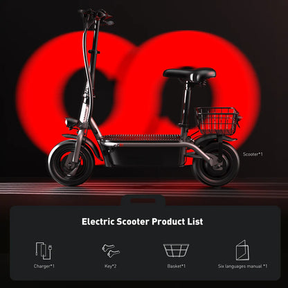 iScooter F2 Electric Scooter with Seat 10" Pneumatic Tire