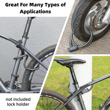 Bike Lock Cable 4 Feet Bicycle Cable Lock with Mounting Bracket 2 Secure Keys 1/2 Inch Diameter (Matte)