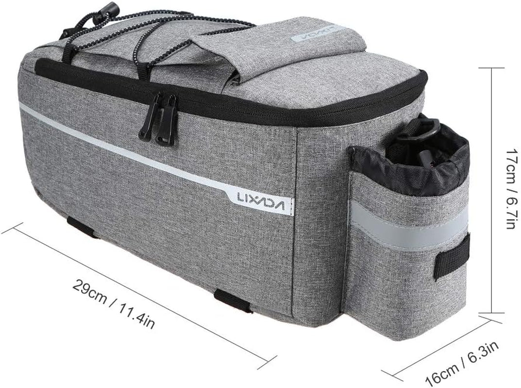 Bike Panniers Bike Trunk Bag Insulated Bag for Warm/Cool Items, Bicycle Rear Rack Storage Luggage Bicycle Seat Multifunctional Insulated Trunk Cooler Bag Shoulder Bag 11.4 6.3 6.7In