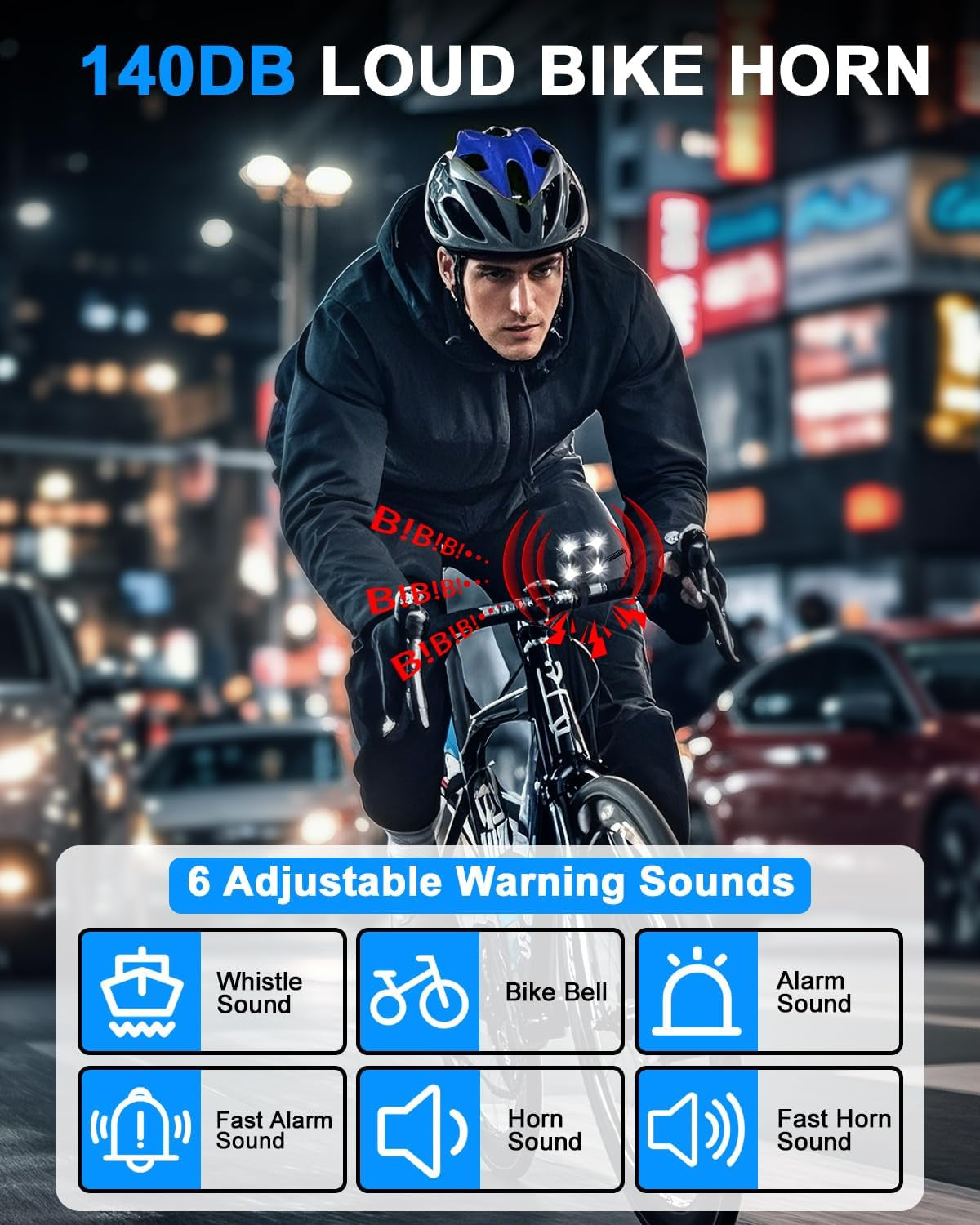 2-in-1 bike horn with headlight, USB-C rechargeable – photo 2