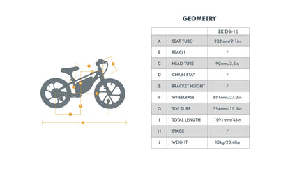 EUNORAU EKIDS-16 Electric Bike – 250W Lightweight eBike for Kids