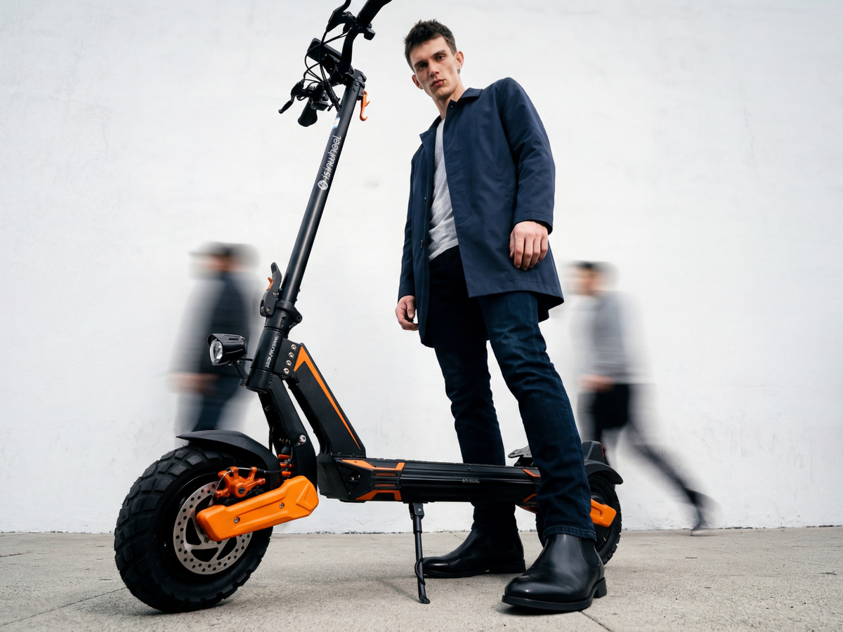 isinwheel GT1 Dual scooter suspension and wheel detail