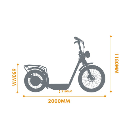 EUNORAU JUMBO Electric Scooter – 1000W Fat Tire Urban Cruiser