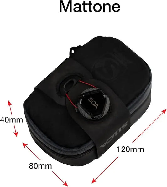 Mattone under Seat Bag for Bicylces with Zipper and Waterproof Zipper and BOA Mounting System (Small, Black)