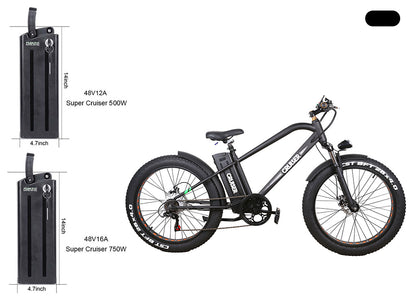 NAKTO Super Cruiser e-bike with replacement battery