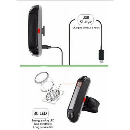 Bike Tail Light Waterproof LED USB Bicycle Safety 3-Colors Rear Light