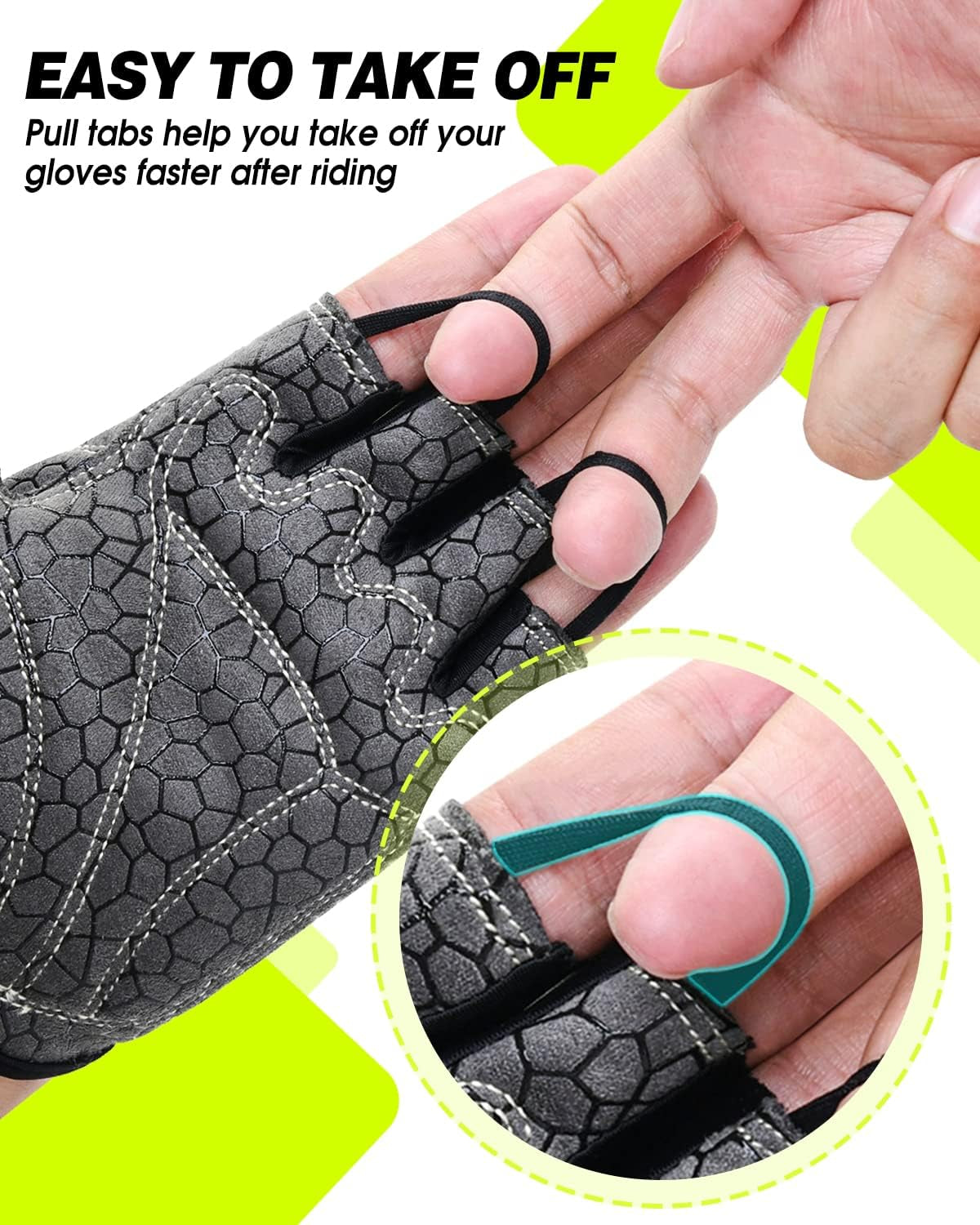 Cycling Gloves - Mountain Bike Half Finger Road Riding Gloves, Breathable, Shock-Absorbing, for Men and Women