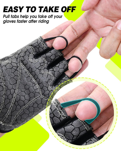 Cycling Gloves - Mountain Bike Half Finger Road Riding Gloves, Breathable, Shock-Absorbing, for Men and Women