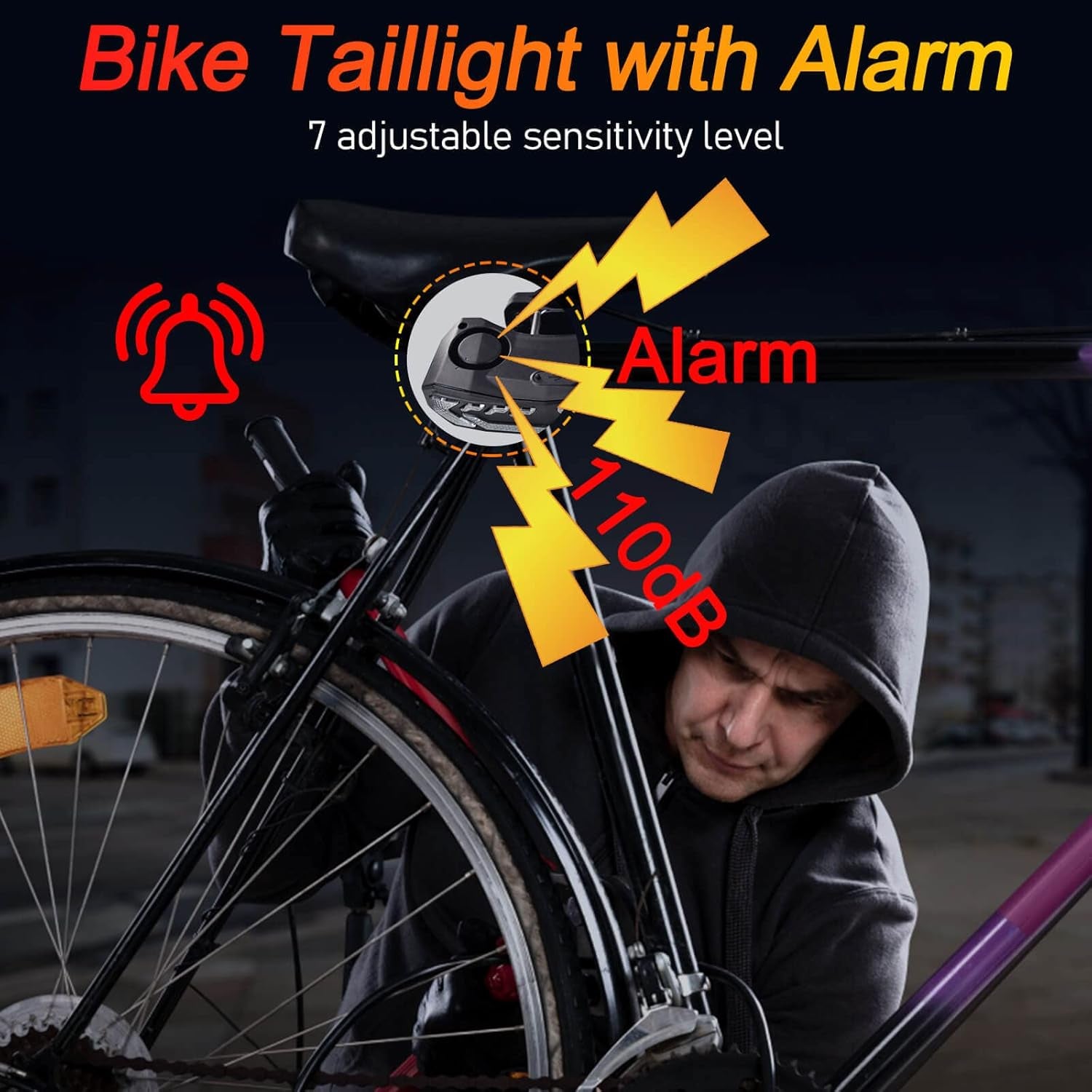 2 Pack Vibration Sensing Bike Alarm with Remote and Ultra Bright Smart Bike Tail Light with Turn Signals