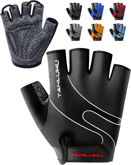 Cycling Gloves - Mountain Bike Half Finger Road Riding Gloves, Breathable, Shock-Absorbing, for Men and Women
