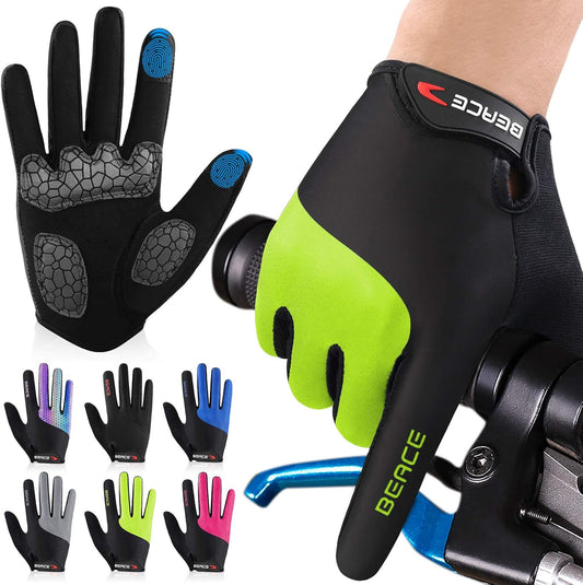 Cycling Bike Biking Gloves for Women(Colorful Night Glow) with Touch Screen-Full Finger Workout Road Mountain Bike Gloves Anti-Slip Silicone Palm