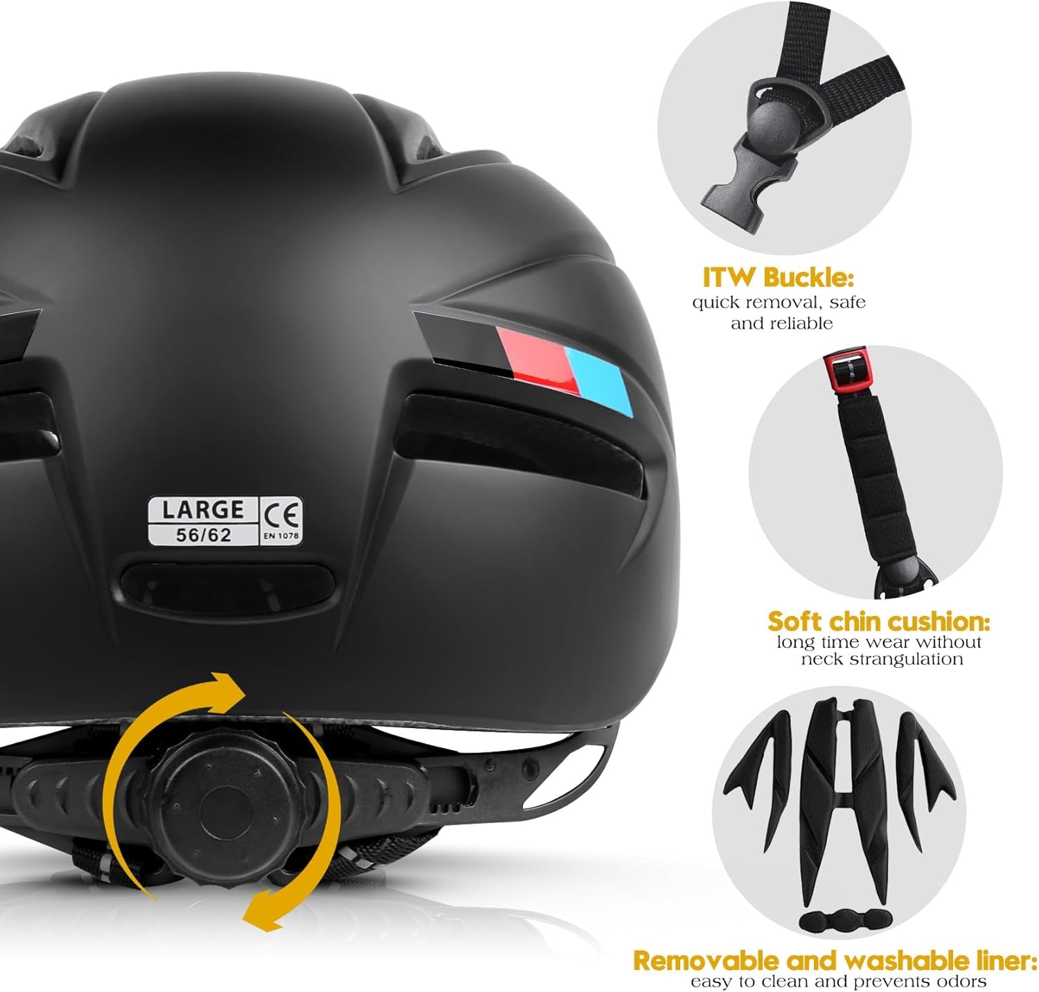 Bike Helmet for Men Women, Bicycle Helmet with Detachable Magnetic Goggles Adjustable for Adult Road Biking Mountain Cycling Helmet (BC-001)