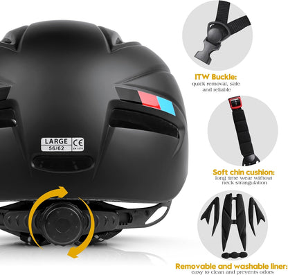 Bike Helmet for Men Women, Bicycle Helmet with Detachable Magnetic Goggles Adjustable for Adult Road Biking Mountain Cycling Helmet (BC-001)