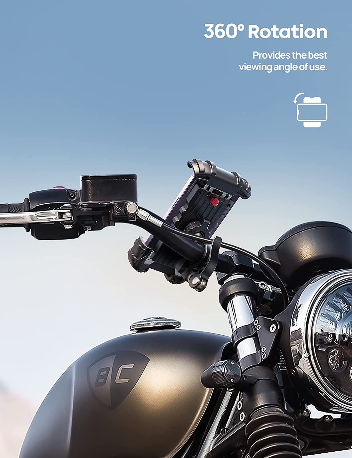 Bike Phone Holder, Motorcycle Mount - Motorcycle Phone Holder, Handlebar Cell Phone Clamp, Scooter Phone Clip for Iphone Air 17 Pro Max, 16 15 Pro Max Plus, S20, More 4.7 to 6.8" Smartphones