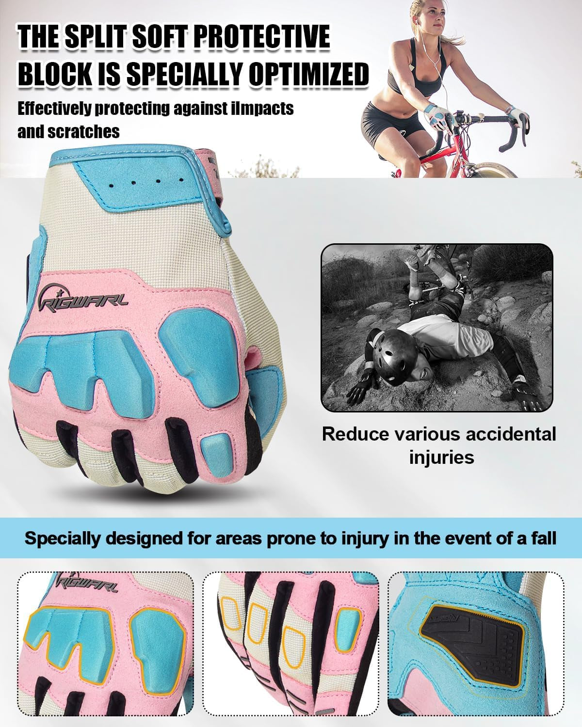 Comfortable Mountain Bike Motorcycle Gloves Women and Men with Touchscreen Fingers for Riding ATV MTB Drit Bike…