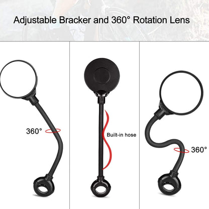 Bike Mirror Handlebar Mount HD Bike Rear View Mirror Bicycle Mirrors for Handlebars Adjustable Rotatable Bike Mirrors Ride Safely (A-2 Pcs Black Long Mirror)