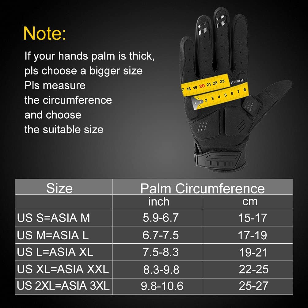 Mountain Bike Gloves with Gel Pad Touch Screen Knuckle Protection for BMX MX ATV MTB Racing Black