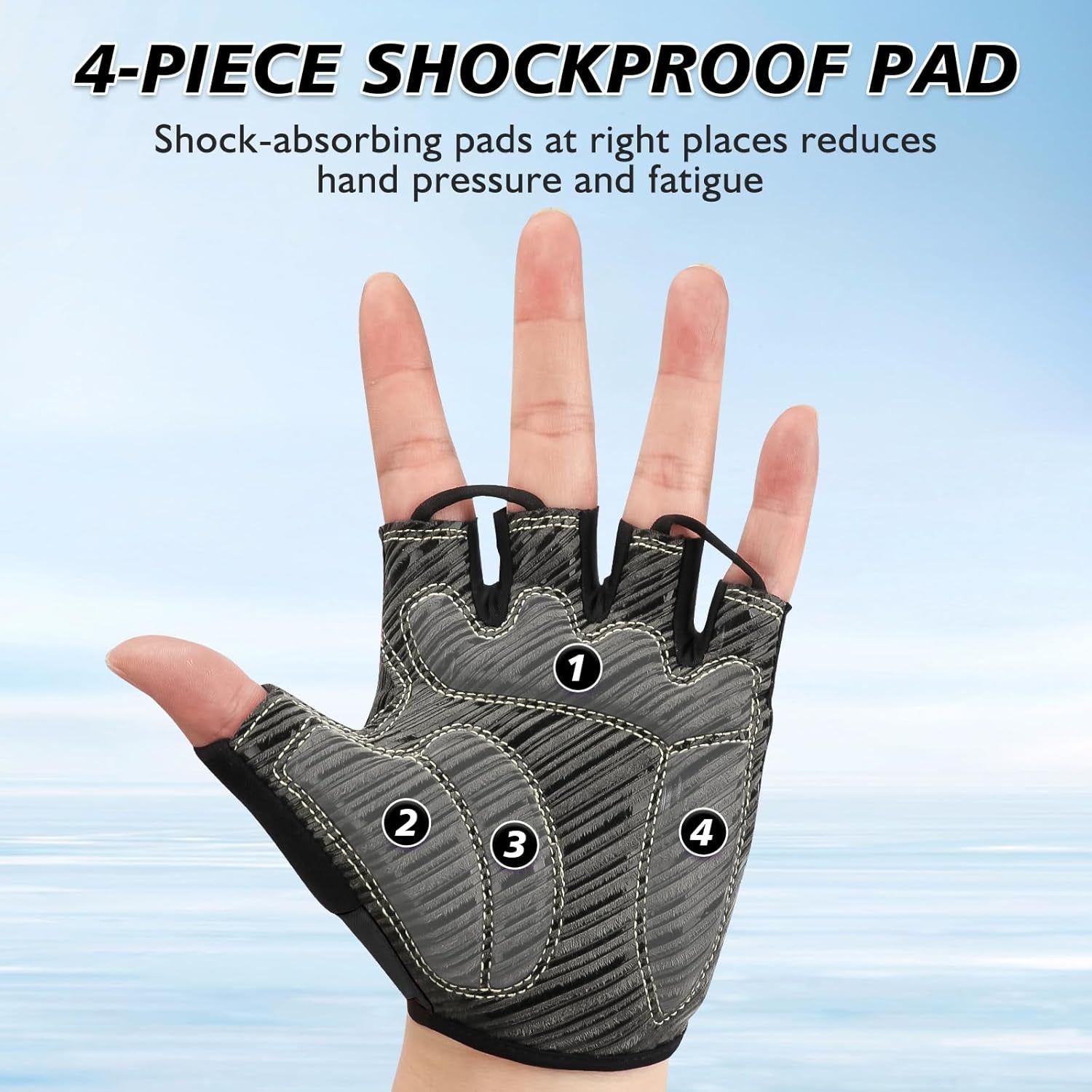 Cycling Gloves with Shock-Absorbing Pad, Extra Grip, Flexible Fit, Light Weight, Breathable for Men and Women Mountain Biking