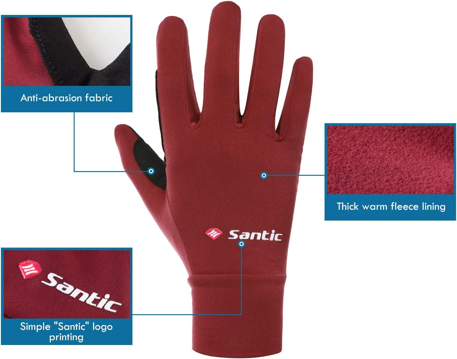 Cycling Gloves for Men Winter Full Finger Thermal Cycle Gloves Touch Screen