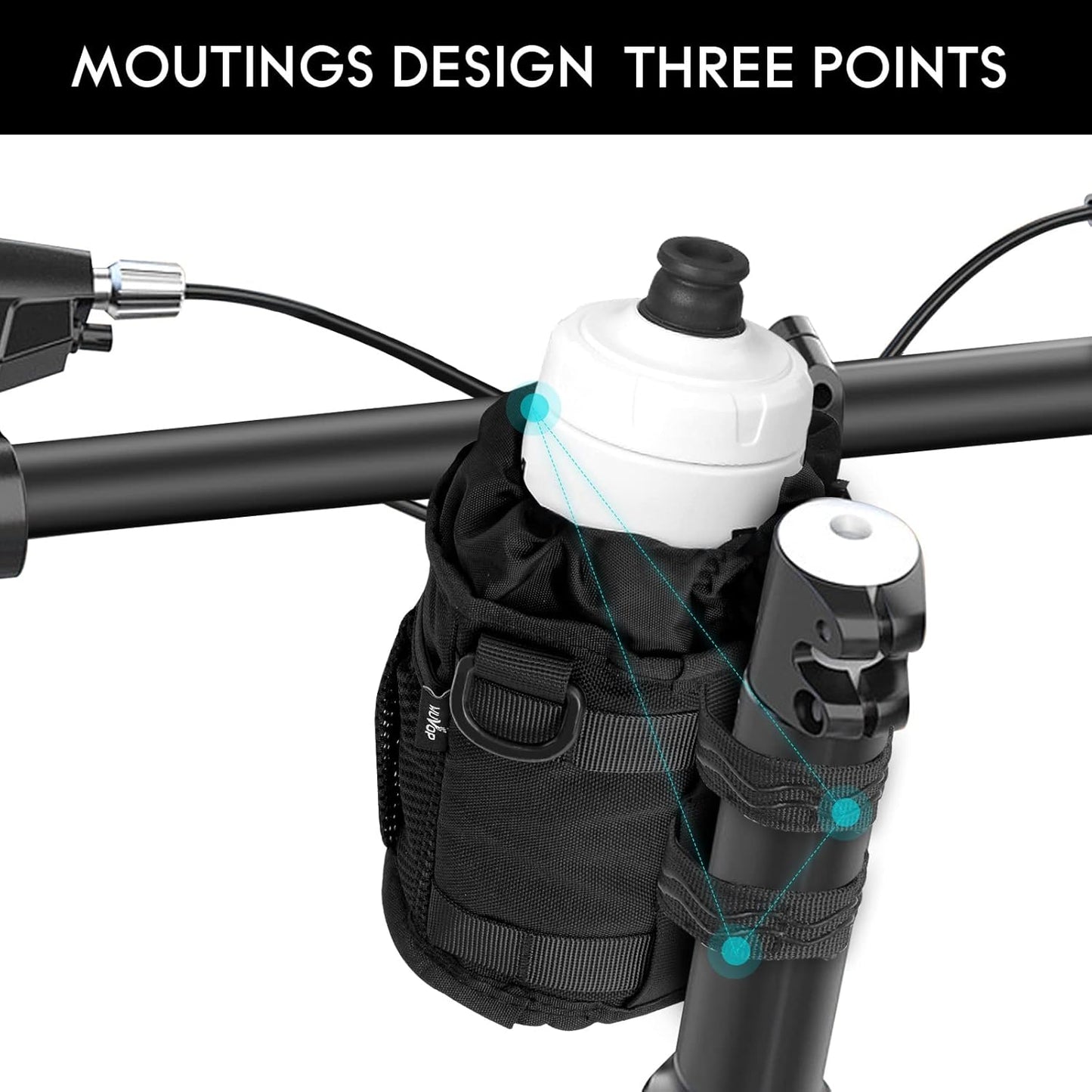 Bike Cup Holder, Water Bottle Holder Handlebar with Mesh Pockets, Universal Cycl