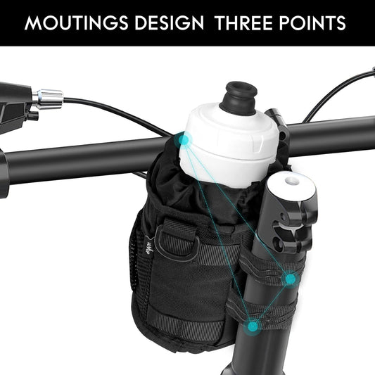Bike Cup Holder, Water Bottle Holder Handlebar with Mesh Pockets, Universal Cycl