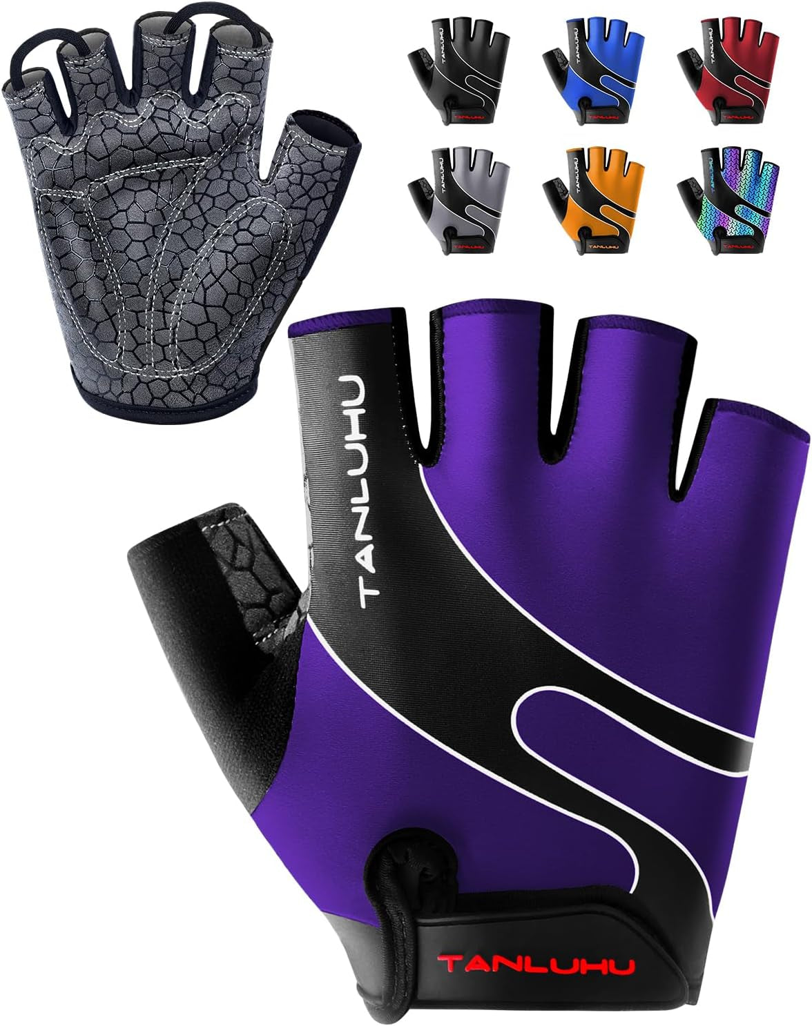 Cycling Gloves - Mountain Bike Half Finger Road Riding Gloves, Breathable, Shock-Absorbing, for Men and Women