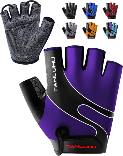 Cycling Gloves - Mountain Bike Half Finger Road Riding Gloves, Breathable, Shock-Absorbing, for Men and Women