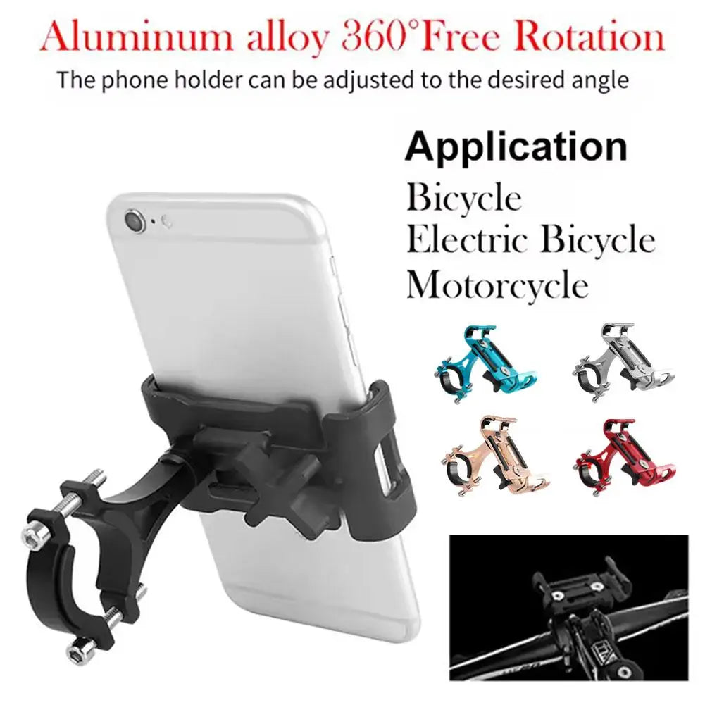 360° Aluminum Bike Phone Holder Bike Motorcycle Stand Bicycle Cell Phone Holder Handlebar Mount Cell Smart Phone Stand Accessory