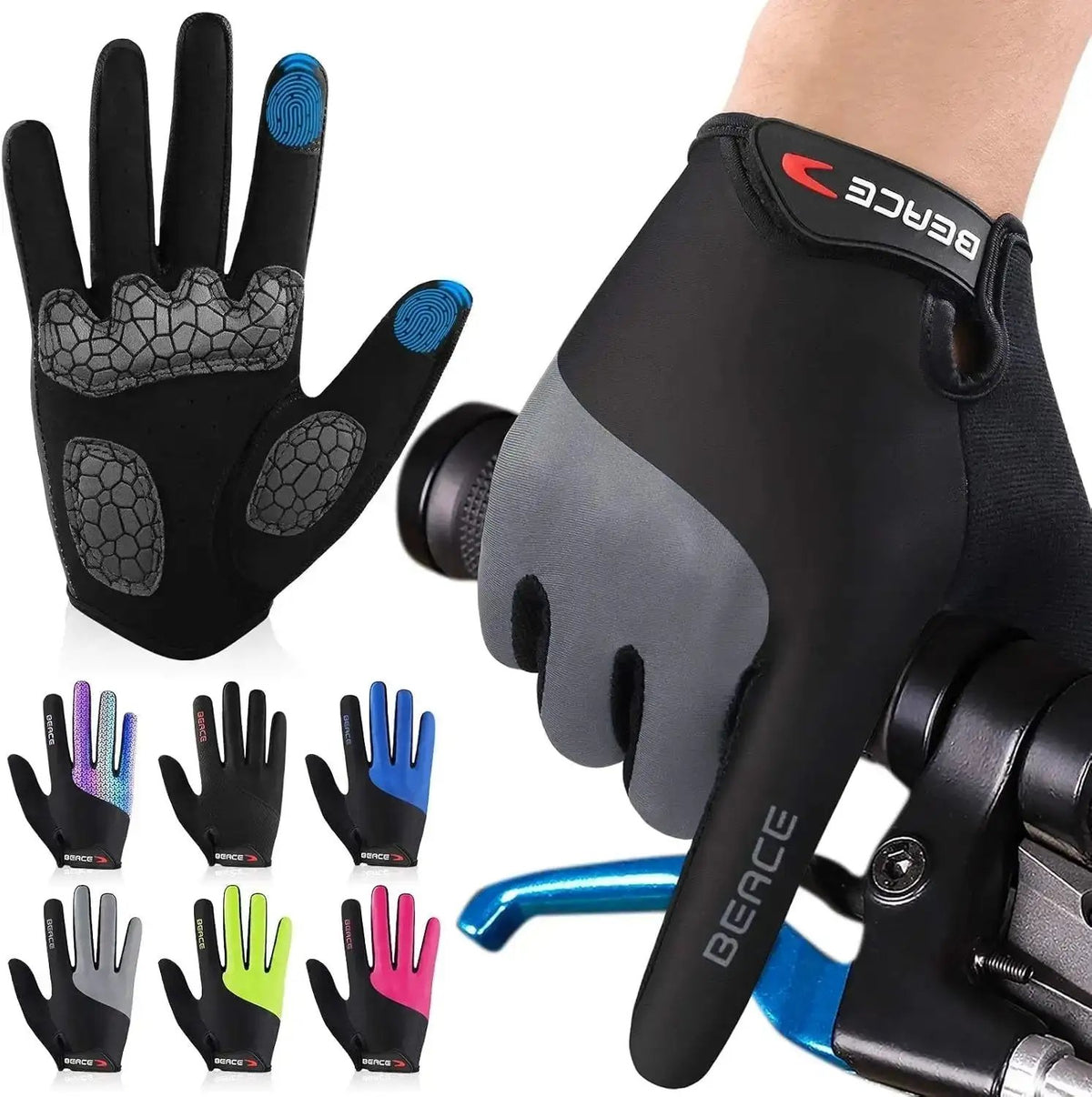 BEACE Full Finger Cycling Gloves – Touchscreen Bike Gloves with Anti-Slip PalmEvolveRide