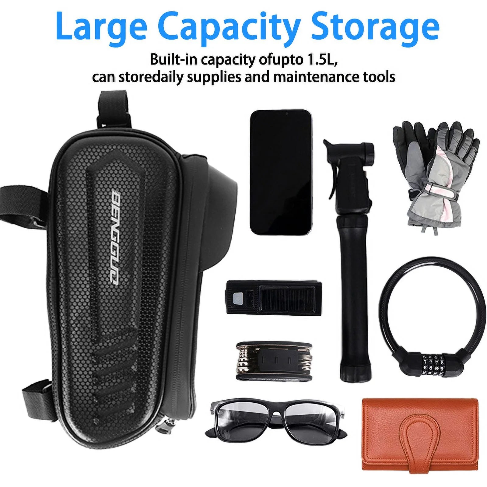 Bike Bags for Bicycles,Bike Phone Front Frame Bag,Waterproof Bicycle Phone Mount Top Tube Cycling Frame Bag Bike Phone Holder Bag Bike Accessories Bag with TPU Touch Screen Sun Visor Fit 7Inch