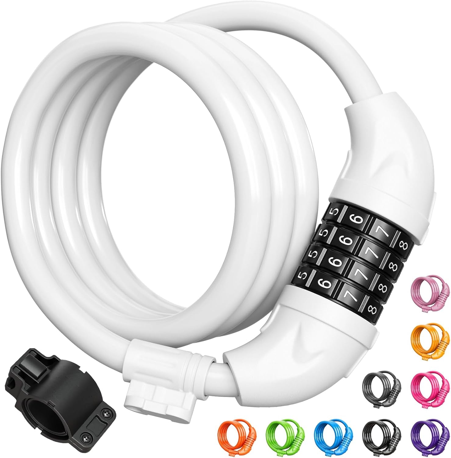 Bike Lock, Bicycle Lock 4 Feet Cable Lock 1/2 Inch Resettable Bike Lock Combination with Mounting Bracket, Bike Accessories for Bicycle, Electric Scooter, Motorcycle