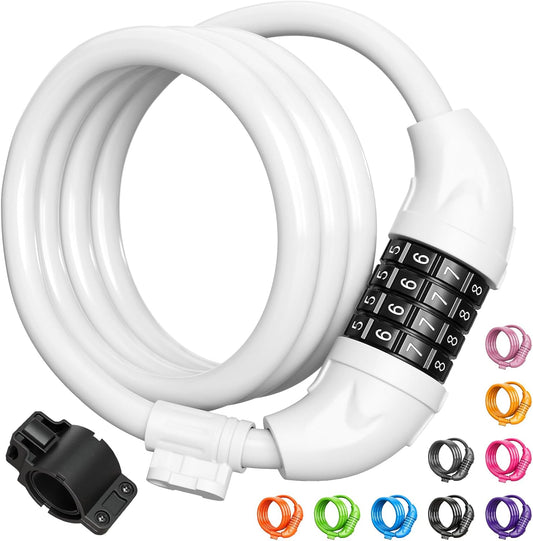 Bike Lock, Bicycle Lock 4 Feet Cable Lock 1/2 Inch Resettable Bike Lock Combination with Mounting Bracket, Bike Accessories for Bicycle, Electric Scooter, Motorcycle
