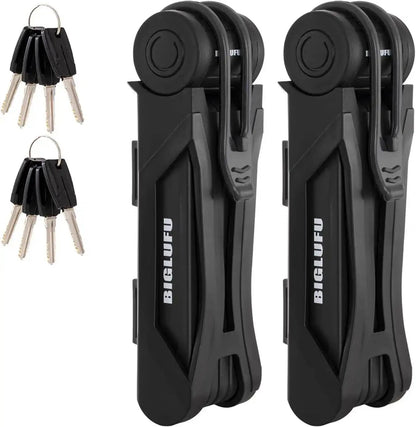 BIGLUFU heavy duty folding bike lock, black, 86cm with 4 keys