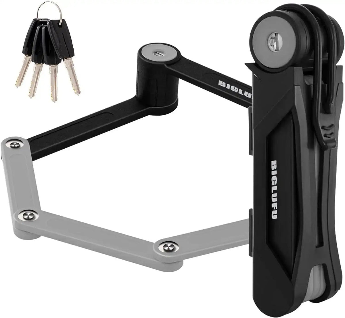 BIGLUFU folding bike lock, gray, folded compact size for storage