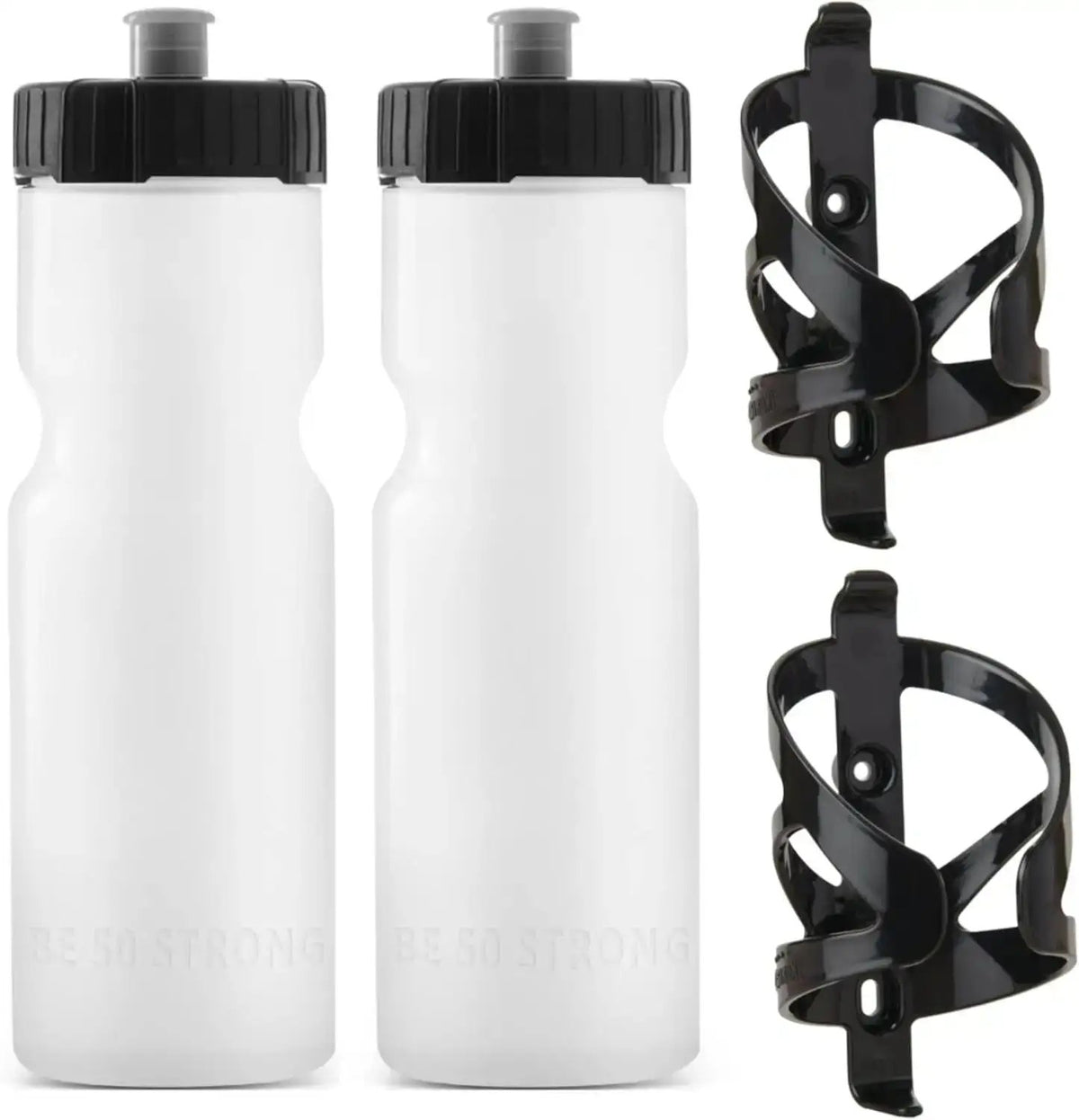 Bike Bottle Holder & Bottle Combo – 2-Pack (22oz Sports Squeeze Bottles + Easy-Install Cage)EvolveRide