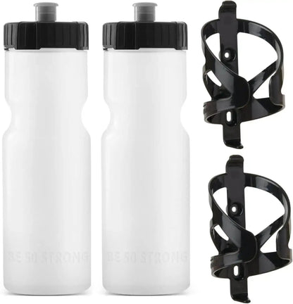 Bike Bottle Holder & Bottle Combo – 2-Pack (22oz Sports Squeeze Bottles + Easy-Install Cage)EvolveRide