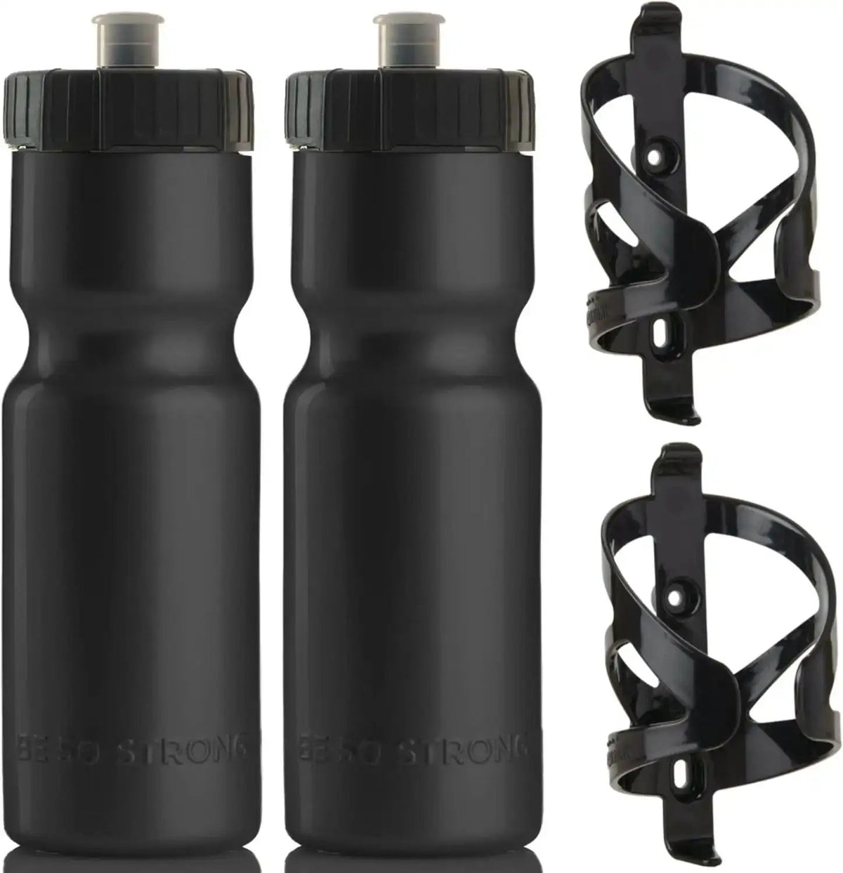 Bike Bottle Holder & Bottle Combo – 2-Pack (22oz Sports Squeeze Bottles + Easy-Install Cage)EvolveRide