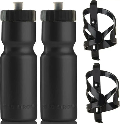 Bike Bottle Holder & Bottle Combo – 2-Pack (22oz Sports Squeeze Bottles + Easy-Install Cage)EvolveRide