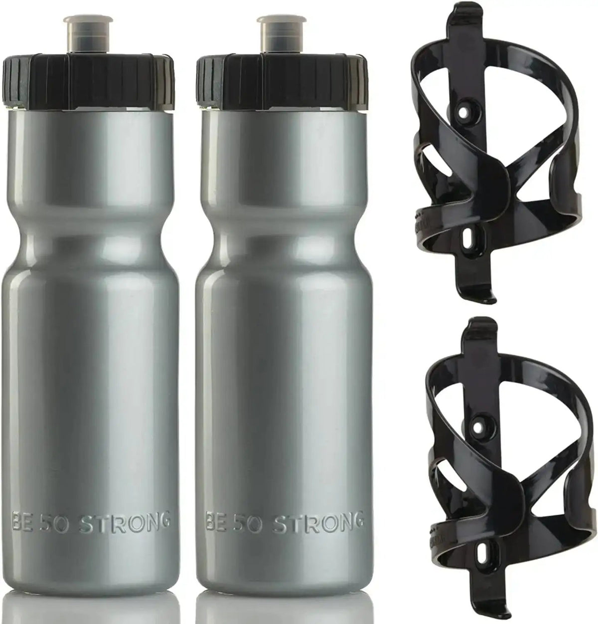 Bike Bottle Holder & Bottle Combo – 2-Pack (22oz Sports Squeeze Bottles + Easy-Install Cage)EvolveRide