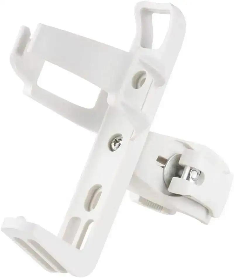 Bike bottle holder with water bottle secured, side angle view
