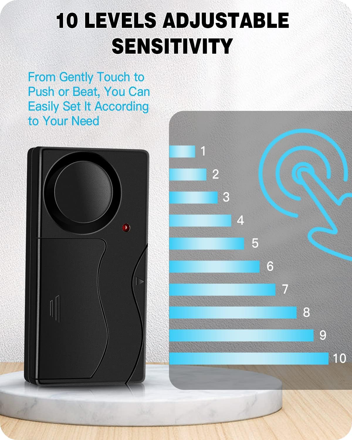110Db Loud Wireless Vibration Alarm with Remote Control, 1 Alarm, 2 Remotes, Anti-Theft for Cars, Motorcycles, Trucks, Doors, Windows