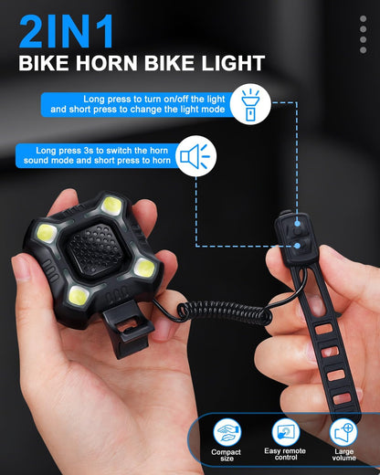 2-in-1 bike horn with headlight, USB-C rechargeable – photo 4