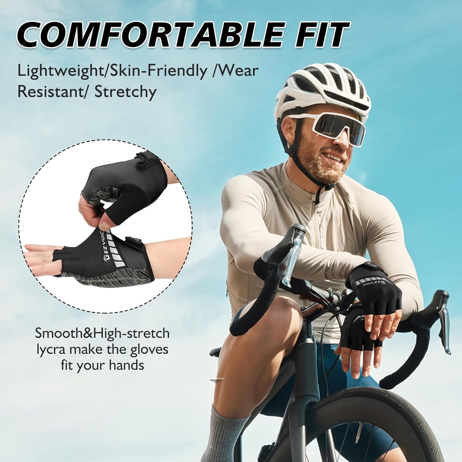 Cycling Gloves with Shock-Absorbing Pad, Extra Grip, Flexible Fit, Light Weight, Breathable for Men and Women Mountain Biking