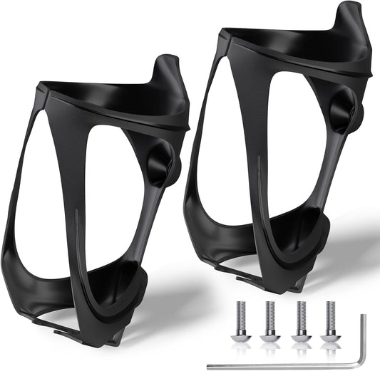Bike Water Bottle Holder - 2 Pcs Ultralight Bicycle Cup Holder Cage with Screws Tool, Universal Resin Cycling Bottle Rack Brackets for Road MTB Mountain Bike, Fits for 2.75-3.94" Diameter Cup