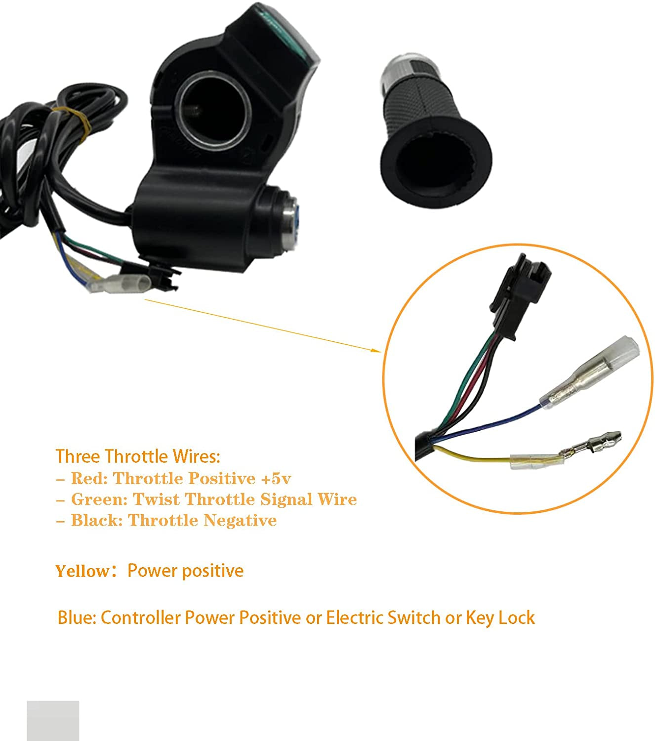 1 Pair Ebike Throttle Grip, Universal Electric Bicycle Scooter Twist Handlebar W